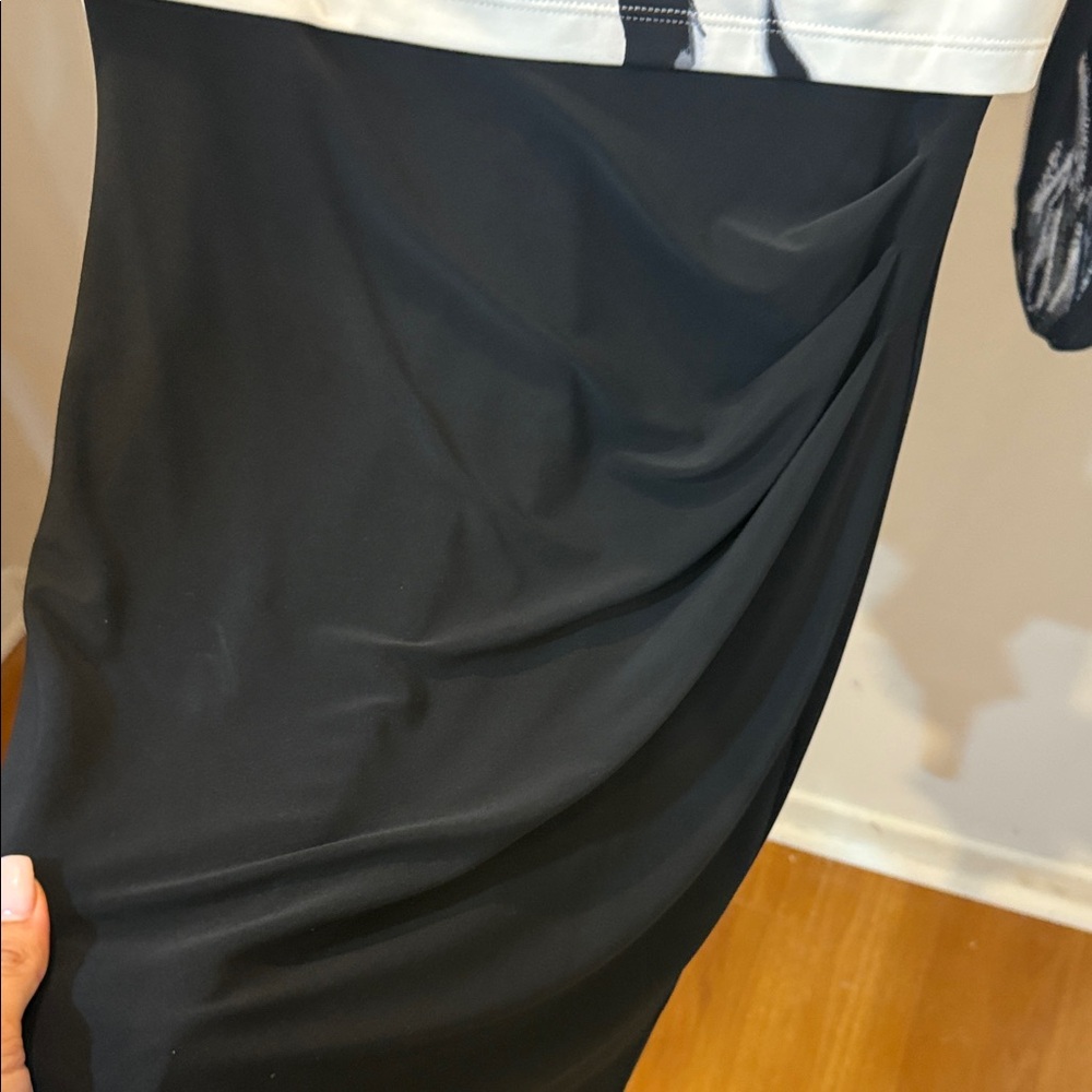Ralph Lauren Black and Cream Asymmetrical Dress - Picture 3 of 6
